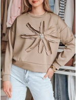 Dámská oversize mikina s květinami PETITKA moka FashionStreet BY1386