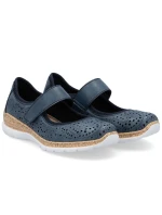 Dámská pohodlná prolamovaná obuv na suchý zip modrá Rieker N4299-14