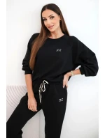 Dámský komplet z viskózy s mikinou a kalhotami máslový černý