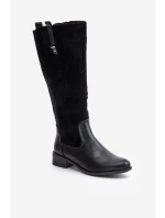 Dámské Zateplené Kozačky Před Kolena Na Zip Černé Ivasira