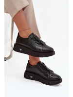 Kožené lakované dámské polobotky na platformě Artiker 57C2041 Černé