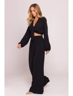 M861 Krátký top s vázáním vpředu - černý M861 Krátký top s vázáním vpředu - černý