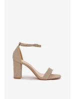 Lesklé sandály na podpatku Kavina – zlaté