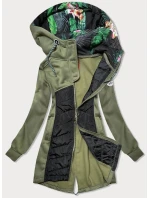 Dlouhá rozepínací dámská mikina v khaki barvě (AMG-819) Dlouhá rozepínací dámská mikina v khaki barvě (AMG-819)