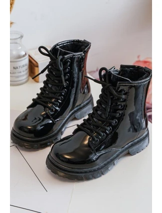 Dětské Boty Lakovane Se Zipem Černá Tibbie