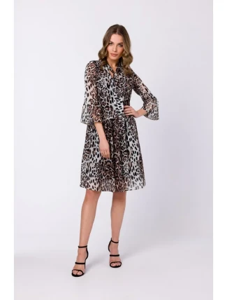 S337 Šifonové šaty s vázaným výstřihem - model 2