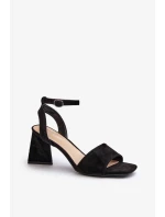 Dámské sandály na vysokém podpatku vyrobené z Eco Suede Black Upttima