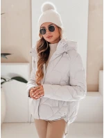 Dámská zimní bunda LOVEWARM krátká prošívaná s kapucí bílá FashionStreet TY5042