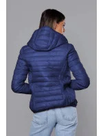 Modrá dámská prošívaná bunda s kapucí (B0123-72) Modrá dámská prošívaná bunda s kapucí (B0123-72)