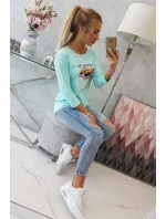 Halenka s potiskem Summer Girl v mátové barvě Halenka s potiskem Summer Girl v mátové barvě