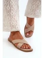 Dámské sandály na ploché podrážce z ekokůže S.Barski KV27-002 Bežové Dámské sandály na ploché podrážce z ekokůže S.Barski KV27-002 Bežové