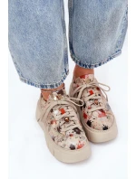 Kožené sneakersy na platformě Maciejka 06891-18 béžové Kožené sneakersy na platformě Maciejka 06891-18 béžové