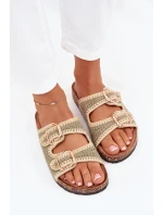 Háčkované Dámské Sandály Se Zlatými Přezkami Zelené Fenira