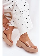 Dámské sandály na platformě s průhledným páskem Béžové Selestia