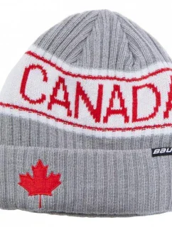 Unisex pletená čepice 1059454 Šedá s bílou a červenou - Bauer