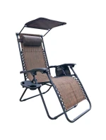 SKLÁDACÍ MULTIFUNKČNÍ ZAHRADNÍ LEHÁTKO SE STŘÍŠKOU 173X52/65X110CM HNĚDÉ