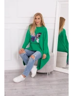 Oversize halenka s potiskem světle zelená