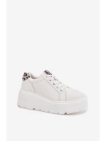Kožené dámské tenisky na platformě Panterka Vinceza 89144 Bílé