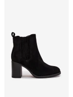 Zateplené dámské kotníkové boty na sloupkovém podpatku černé Brevina