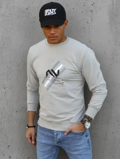 Pánská béžová mikina s potiskem FashionStreet BX5363