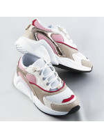 Růžové šněrovací sneakersy s barevnými vsadkami (6346)