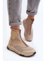 Dámské kožené boty s zipem Maciejka 06297-22 béžové