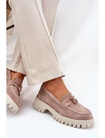 Semišové Dámské Mokasíny S Nášivkou Medvěd Vinceza 79533 Béžové