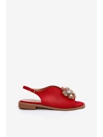 Dámské Sandály Na Plném Podpatku S Ozdobou S.Barski KV27-001 Červené
