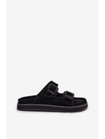 Dámské Zamszové Klapky S Klamrami D.Franklin Černé DFSH405001