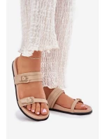 Dámské Pantofle S Přezkami Béžové Brinella Dámské Pantofle S Přezkami Béžové Brinella