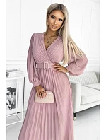 Plisované šaty 414-2 KLARA starorůžové - Numoco