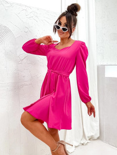 Elegantní šaty ve fuchsijové barvě s rozšířenou spodní částí (8249)
