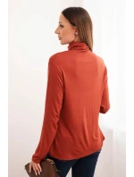 Dámská viskózová blůza s rolákem a dlouhým rukávem hnědá