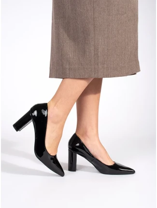 Komfortní lodičky dámské černé na širokém podpatku Komfortní lodičky dámské černé na širokém podpatku
