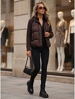 Dámská prošívaná péřová bunda s pletenými rukávy, hnědá, FashionStreet TY5931
