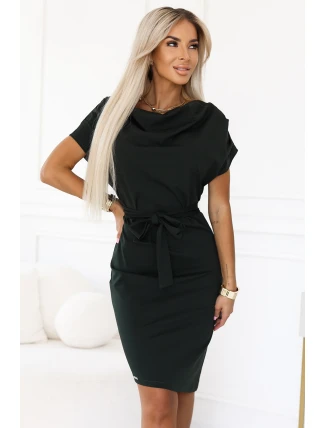 240-7 ROXI šaty s asymetrickou sukní a páskem - KHAKI 240-7 ROXI šaty s asymetrickou sukní a páskem - KHAKI