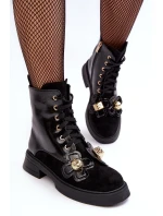 Dámské módní boty se zipem a ozdobami D&A MR870-76 černé Dámské módní boty se zipem a ozdobami D&A MR870-76 černé