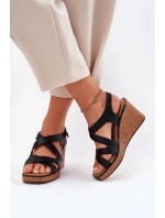 Dámské Sandály Na Klínu Sergio Leone SK223 Černé