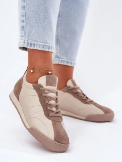 Dámské Kožené Sportovní Boty Béžové Laura Messi 2935