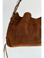 Kožená semišová taška s ozdobnými šňůrkami camel Janelis