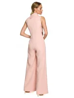 M702 Overal bez rukávů s límečkem - pudrová