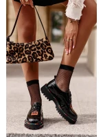 Lakované Dámské Polobotky Šněrovací Artiker Černé