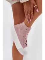 Dámské plátěné tenisky na platformě Big Star – růžové