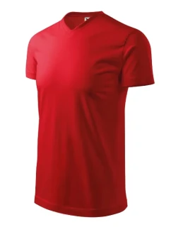 Heavy V-neck tričko unisex červená