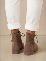Dámské prolamované šněrovací boty hnědé FashionStreet ZY1347