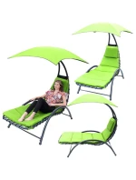 Lehátko se slunečníkem BERGAMO 200x125x180CM limetkově zelené