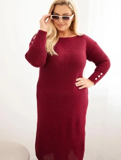 Dámské svetrkové šaty Plus Size s mohair bordó