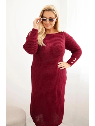 Dámské svetrkové šaty Plus Size s mohair bordó