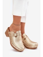 Dámské sandály na podpatku se sponou zlaté Veldexina Dámské sandály na podpatku se sponou zlaté Veldexina