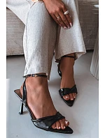 Dámské sandály na podpatku z eko kůže Černé Sedira